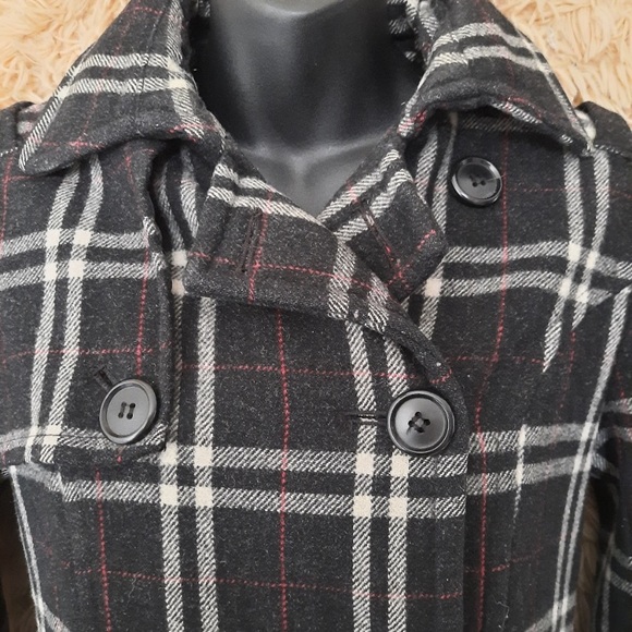 Jacob Wool Blend plaid peacoat, size xs - Picture 9 of 10